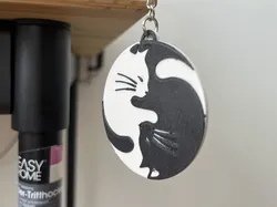 Ying and Yang Cats Keychain