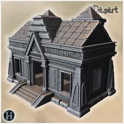 Ancient egyptian style house with a steep roof and detailed hieroglyphic carvings (1) - Egypt Ancient Old Desert Arid Africa RPG 28mm 15mm
