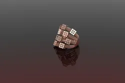 Avant-Garde Cube Matrix Ring Faux Diamond Cut Texture Multi-Band Mesh Design STL Only 3D Print Model in Rings 619915