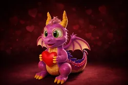 Cute Dragon Holding Heart Valentines Day 3D Printed Figurine Romantic Fantasy Dragon Gift for H 3D Print Model in Other 619641