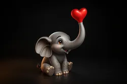 Cute Elephant with Heart Valentines Day 3D Printed Figurine Romantic Gift for Her or Him Love E 3D Print Model in Other 620123