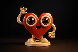 Cute Heart Character 3D Print Valentines Day Decor Kawaii Love Figure Romantic Gift for Him or 3D Print Model in Other 620119