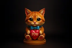 Cute Valentine Cat Figurine Adorable 3D Printed Love Cat Holding Heart Romantic Gift for Valentin 3D Print Model in Other 620152
