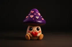 Cute Valentine Mushroom Figurine Heart Holding Kawaii Decor 3D Printed Romantic Gift for Her Him 3D Print Model in Other 620118