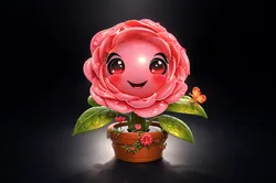 Cute Valentine Rose Planter Smiling Flower Character Romantic Home Decor 3D Print Model in Other 620306