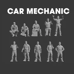 Garage car mechanic repair figure