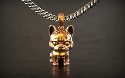 Golden Bulldog Pendant 3D Print Model in Pendants 620893