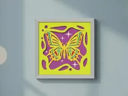 Hermosa Mariposa Caja de Sombra 3D Corte de Papel - Modelo de impresión 3D gratuito