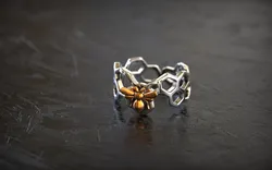 Honeycomb Bee Statement Ring 3D Print Model in Rings 618889