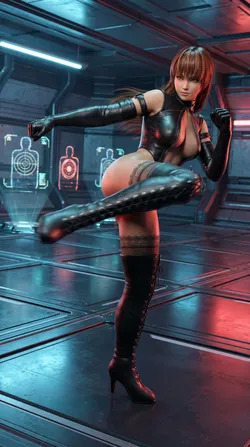 KASUMI Dead or Alive Black Leather Agent Suit - Cyberpunk Style