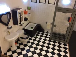 Miniature towel hanger & shampoo  (bathroom)