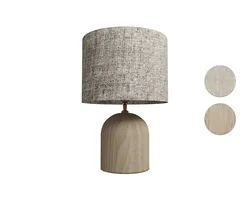Nelu Natural Engraved Wood Dome Table Lamp