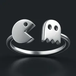 Pacman Ghost Arcade Game Ring 3D Print Model in Rings 618891