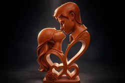 Romantic Couple Heart Sculpture 3D Print Love Kiss Figurine Valentine Wedding Anniversary Home D 3D Print Model in Other 620303