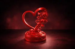 Romantic Heart Rose Sculpture Valentines Day 3D Printed Decor Love Gift for Her Floral Heart Or 3D Print Model in Other 619330