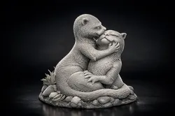 Romantic Otter Couple Statue Valentines Day Love Sculpture Adorable Hugging Animals 3D Print Model in Other 620308