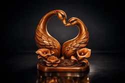 Romantic Swan Couple Heart Sculpture Valentine Gift 3D Printed Love Decor for Couples Wedding Anni 3D Print Model in Other 619258