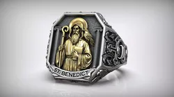 Saint Benedict Christian Catholic Cross Signet Raven Crosier