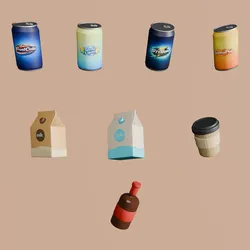 Stylized Drinks Pack low poly game ready Low-poly