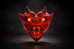 Valentine Devil Heart 3D Print Sculpture Dark Love Demon Heart Decor Gothic Valentine Gift Hor 3D Print Model in Other 619322
