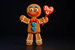 Valentine Gingerbread Man 3D Print Cute Love Heart Figurine Gift Romantic Valentines Day Decor 3D Print Model in Other 620159