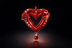 Valentine Heart Ornament Romantic Decorative Heart with Rose and Crystal Drop Saint Valentine 3D Print Model in Other 619325