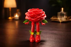 Valentine Rose Figurine Cute Romantic Flower Character Gift for Valentines Day Anniversary or Ho 3D Print Model in Other 619326