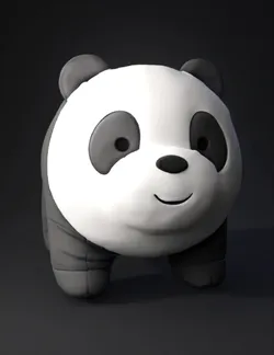 panda plush toy with white body gray ears and limbs black eye patche