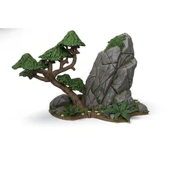 Stylized Rune Monolith & Ancient Pine Tree | Mystical Fantasy Terrain Centerpiece