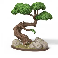 Stylized Twisted Bonsai Tree | Rock Garden Centerpiece
