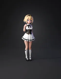 anime maid character wearing a black and white maid outfit with frille