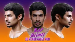 BAD BUNNY renderable PBR bust