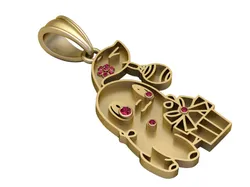 Cute Cartoon Girl Pendant with Ruby Stone Accents 3D Printable Luxury Jewelry Design