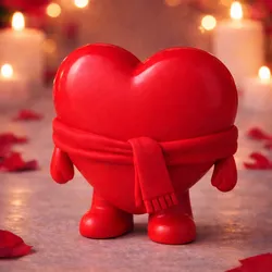 Cute Heart with Scarf Figurine – Winter Valentine Love 3D Print STL