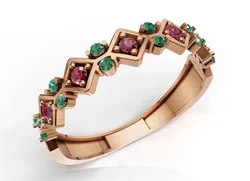 Diamond Emerald-Cut Halo Statement Ring 3D Print Model in Rings 622977