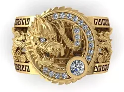 DRAGON-RING 6 gold dragon ring with diamonds