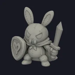 Funny Stuffed Bunny Warrior – 32mm