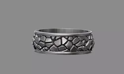 Hammered rock cobblestone wedding ring