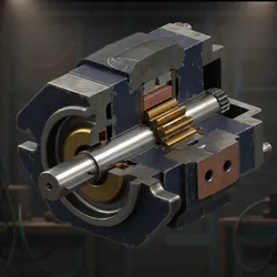 High-Detail Industrial Hydraulic Gear Pump - Full Assembly STEP XT