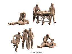 Medical Rescue Figures 3D Print STL Paramedics Injured Civilians Diorama Scale 1 16 3D Print Model in Man 624976