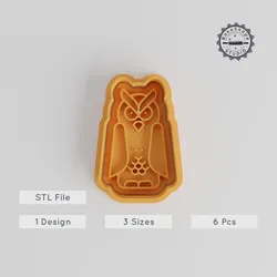 Owl Shape Cutter & Stamp, Perfect for Cookies & Fondant, 3 Sizes, Animal Bird Baking Tool