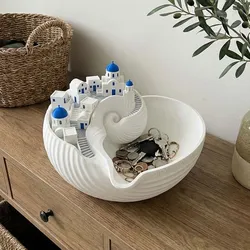 Santorini Greek Village Catchall Bowl | Coastal Shell Key Tray | 3D Printable Home Decor STL