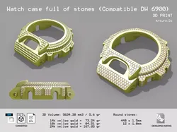 Watch case full of stones compatible with DW-6900