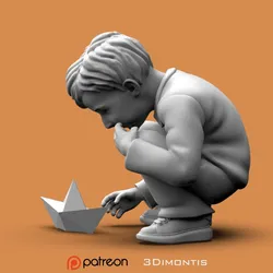 Boy and Paper boat