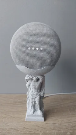 Atlas holding a Google Mini