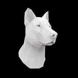 Geometric Dog Bust 3D Print Model Low Poly Canine Sculpture