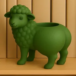 Sheep Planter Pot – Cute Lamb Flower Pot | 3D Printable STL | Single-Color Green Design