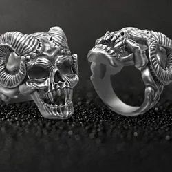 Skull ring with horns 3d model