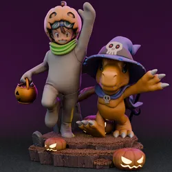 Tai and Agumon Spooky