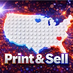 USA magnet with movable Heart block brick